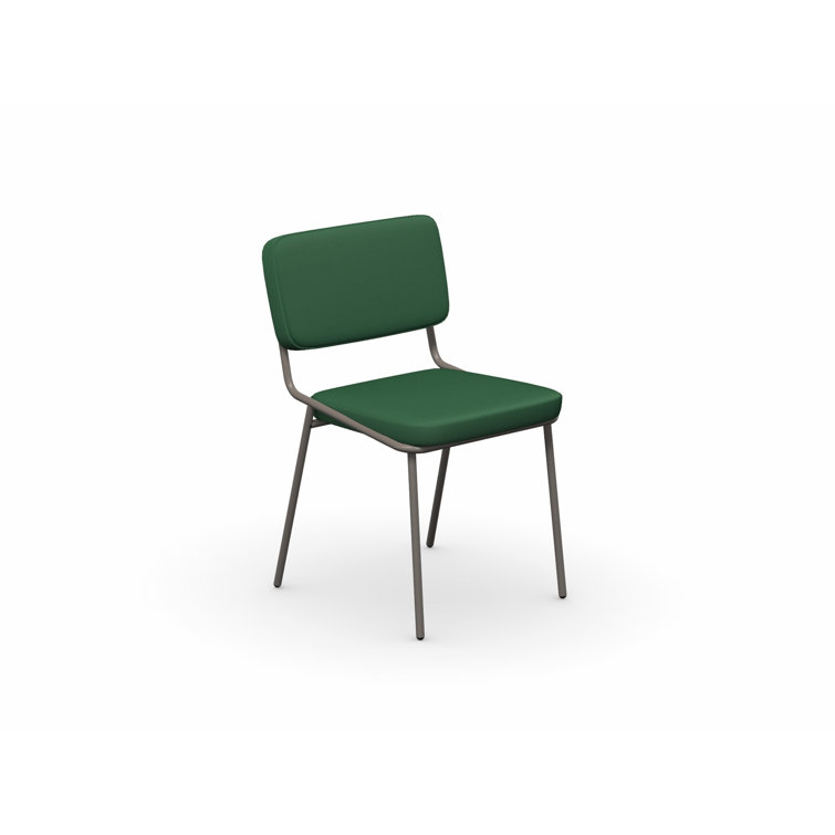 Matt Taupe and Forest Green Metal Upholstered Side Chair