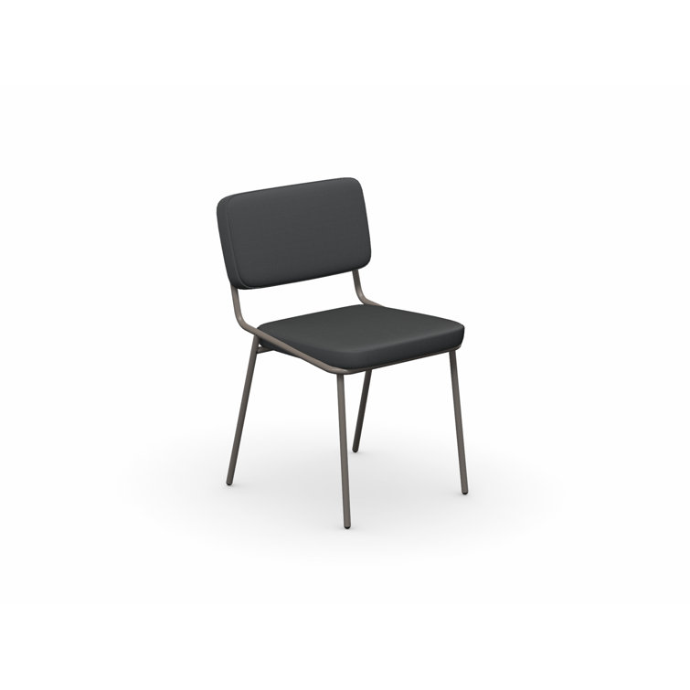 Matt Taupe and Black Upholstered Metal Side Chair