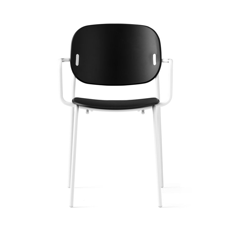 Matt Optic White Metal Arm Chair with Solid Back