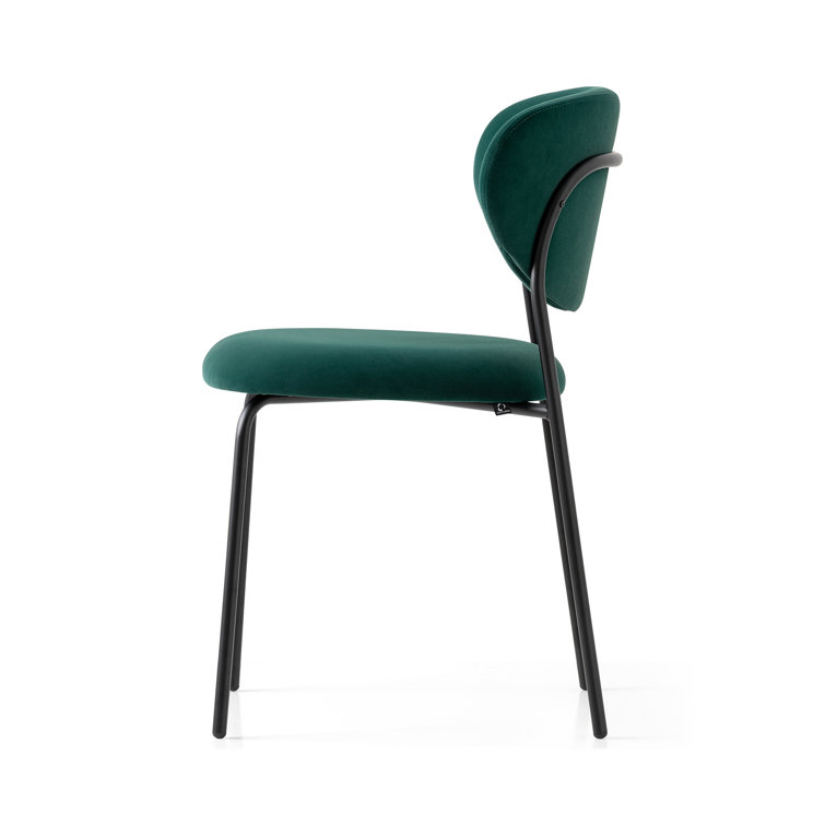 Forest Green Upholstered Metal Frame Dining Chair