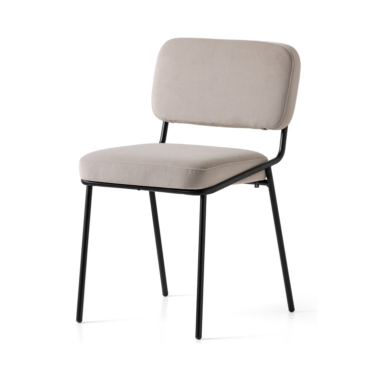 Sand Hues & Matte Black Metal Upholstered Side Chair