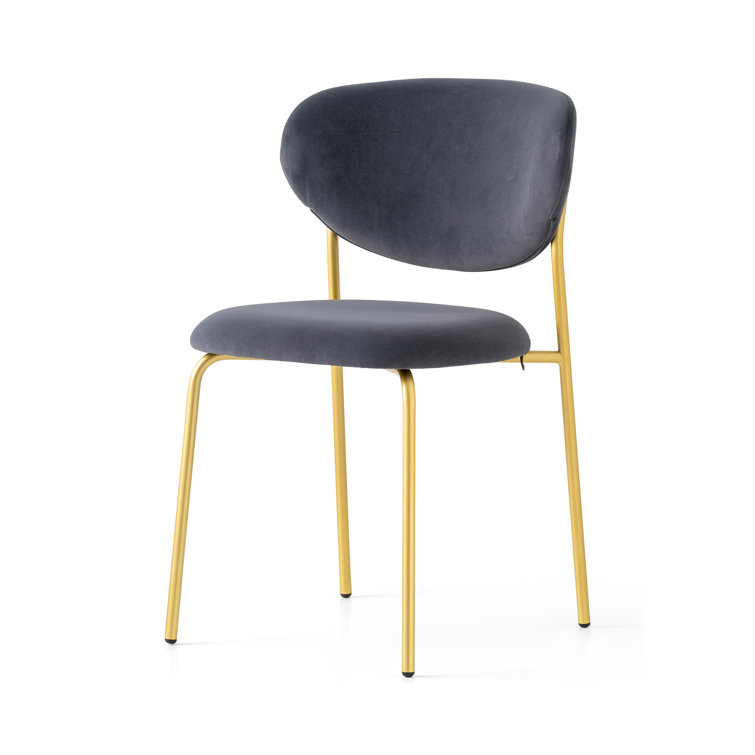 Elegant White Polyester Upholstered Chair with Metal Frame