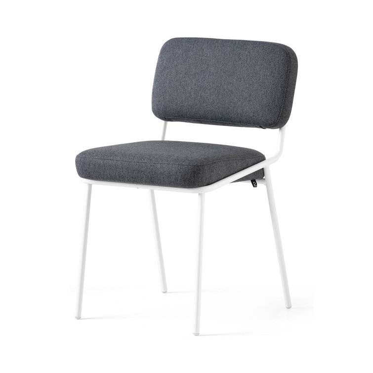 Sixty Matt Optic White Metal Frame Black Upholstered Side Chair