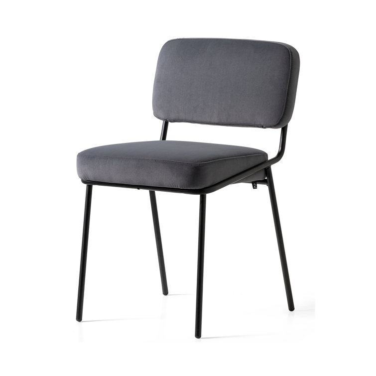 Sand Hues & Matte Black Metal Upholstered Side Chair