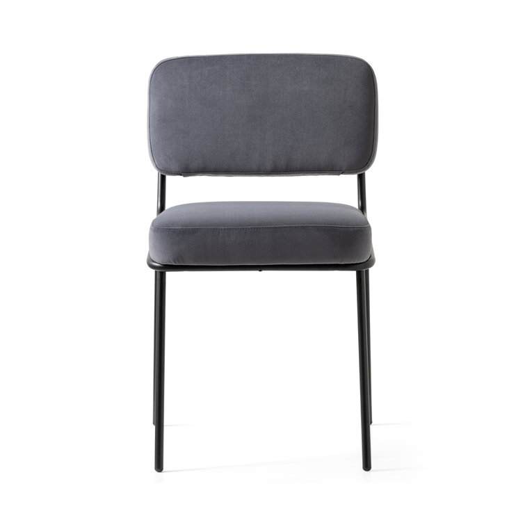 Sand Hues & Matte Black Metal Upholstered Side Chair
