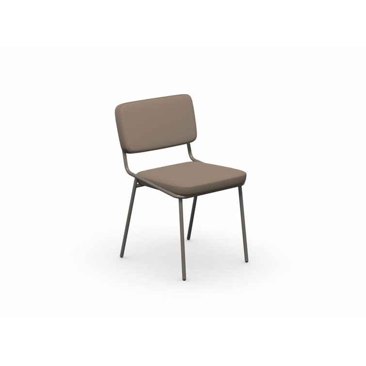 Matt Taupe and Forest Green Metal Upholstered Side Chair
