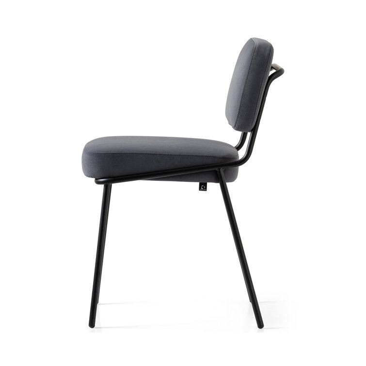 Sand Hues & Matte Black Metal Upholstered Side Chair