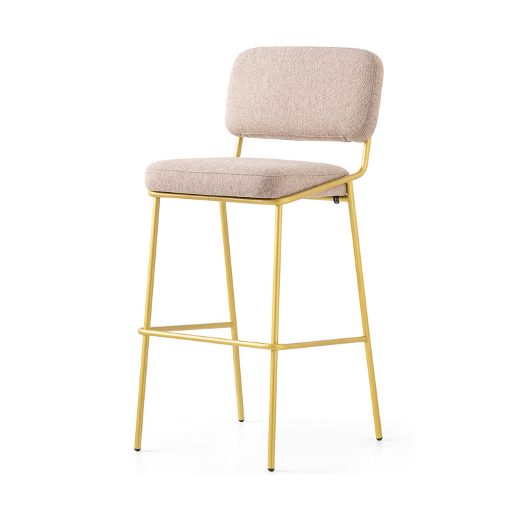 Taupe & Painted Brass 25.63'' Square Base Counter Stool