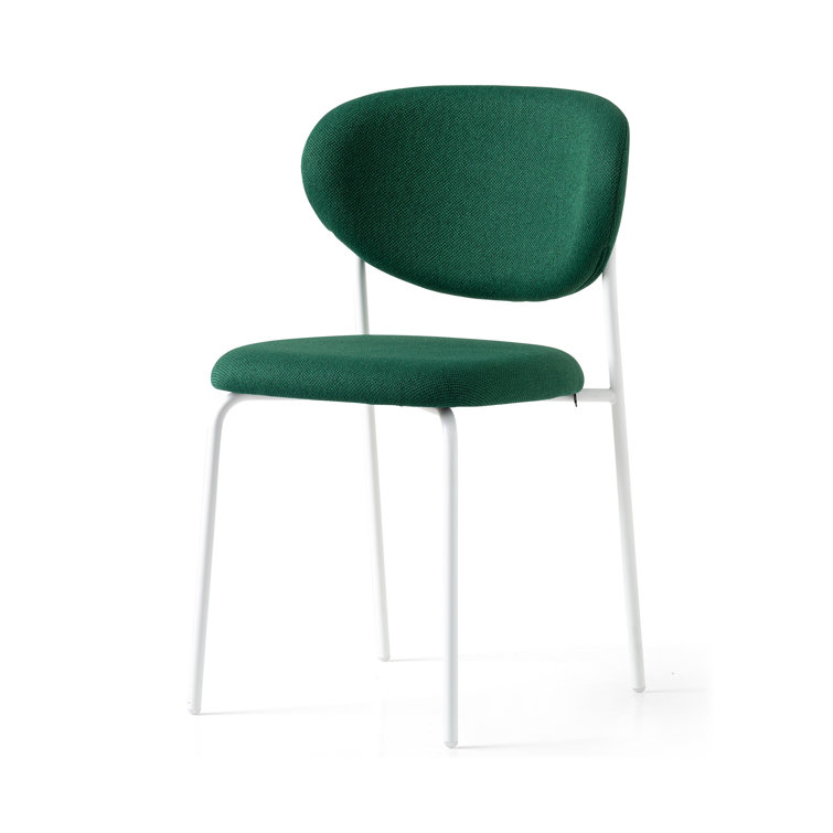 Optic White & Forest Green Lacquered Metal Upholstered Chair