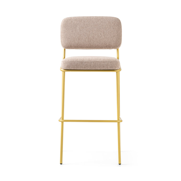 Taupe & Painted Brass 25.63'' Square Base Counter Stool