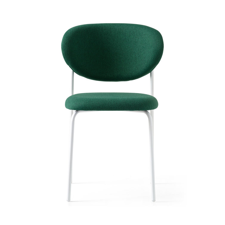 Optic White & Forest Green Lacquered Metal Upholstered Chair