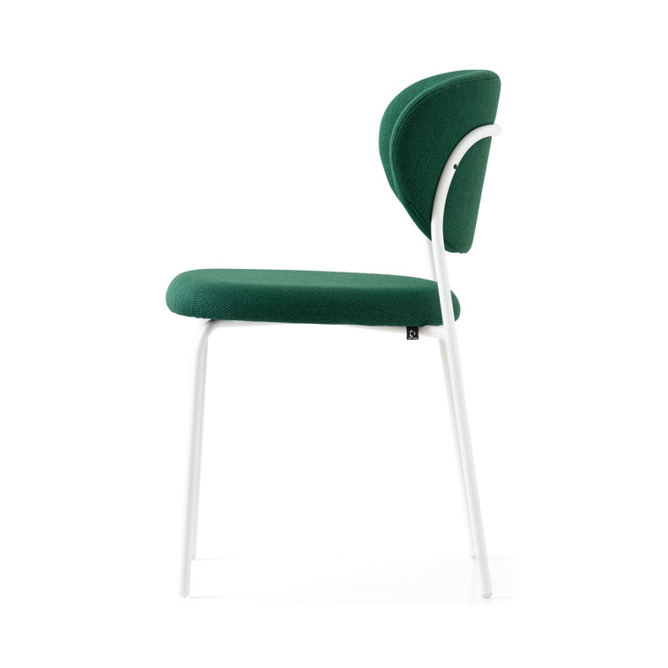 Optic White & Forest Green Lacquered Metal Upholstered Chair