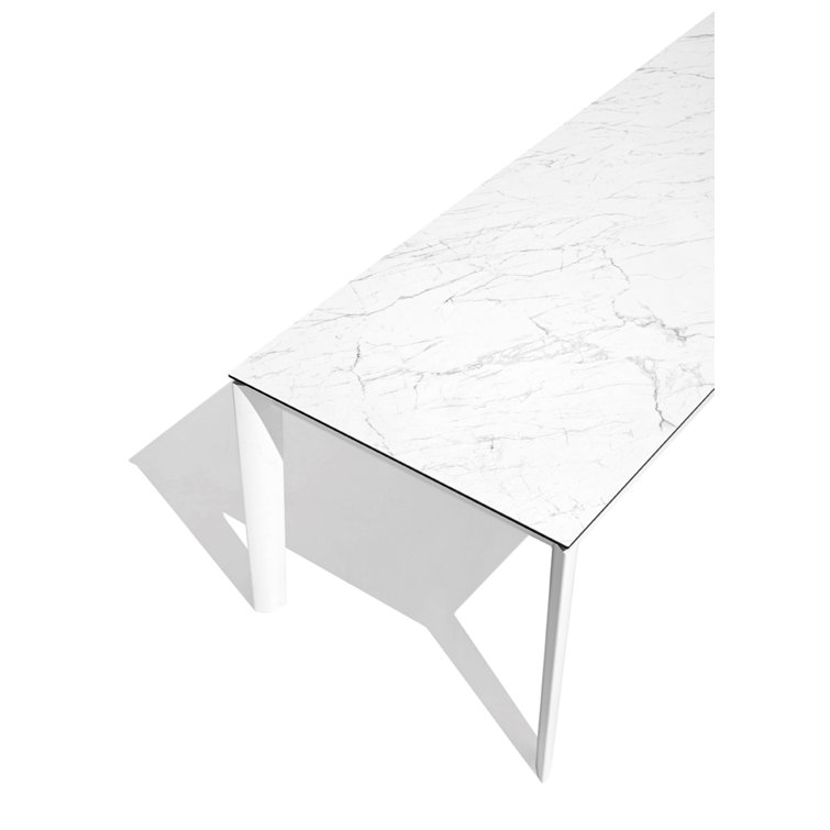 Elliptical White Matt 63" Extendable Table with Ceramic Top