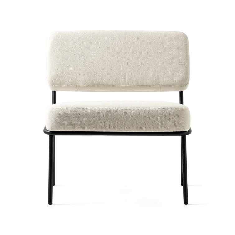 Matte Black Metal Frame Side Chair with Light Sand Polyester Upholstery