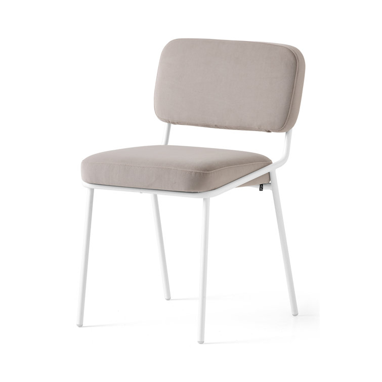 Optic White & Forest Green Metal Upholstered Side Chair