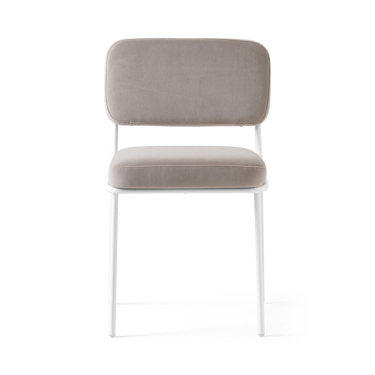 Optic White & Forest Green Metal Upholstered Side Chair