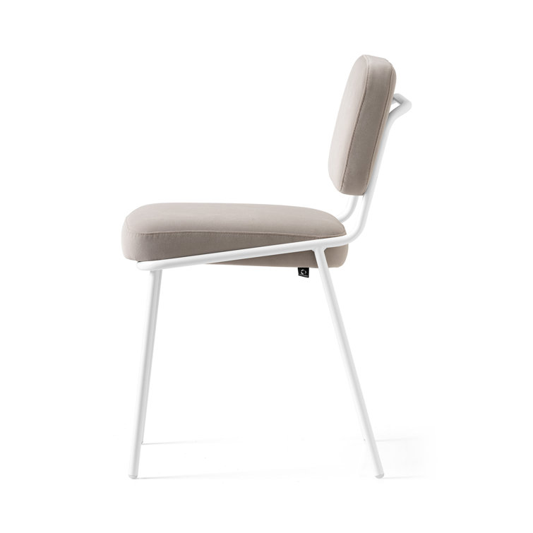 Optic White & Forest Green Metal Upholstered Side Chair