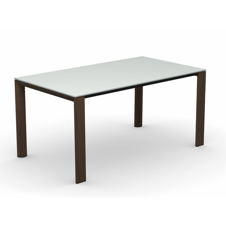 Materico White and Walnut Extendable Dining Table with Lacquered Metal Frame