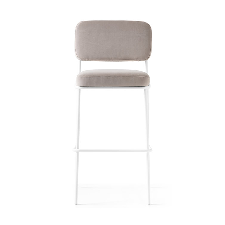 Matte Optic White Metal Frame Upholstered Bar Stool