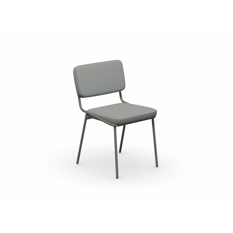 Matt Taupe and Forest Green Metal Upholstered Side Chair