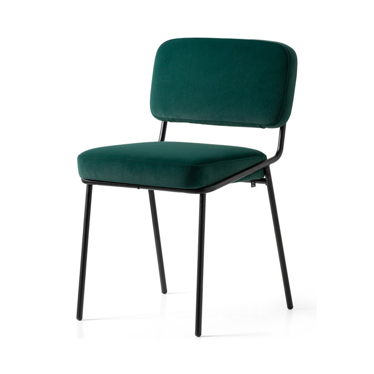 Matt Black Metal Frame Light Sand Upholstered Side Chair