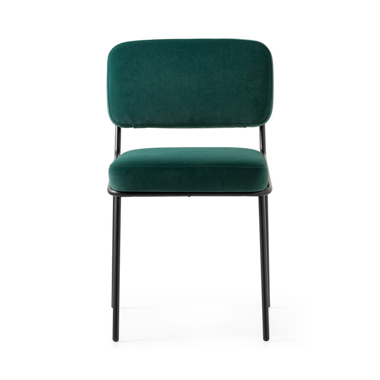 Matt Black Metal Frame Light Sand Upholstered Side Chair