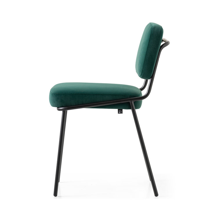 Matt Black Metal Frame Light Sand Upholstered Side Chair