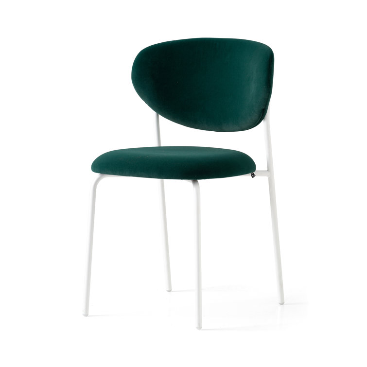 Optic White & Forest Green Lacquered Metal Upholstered Chair