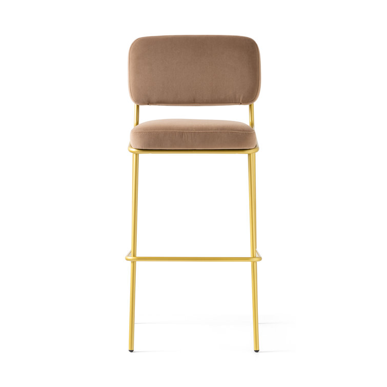 Taupe & Painted Brass 25.63'' Square Base Counter Stool