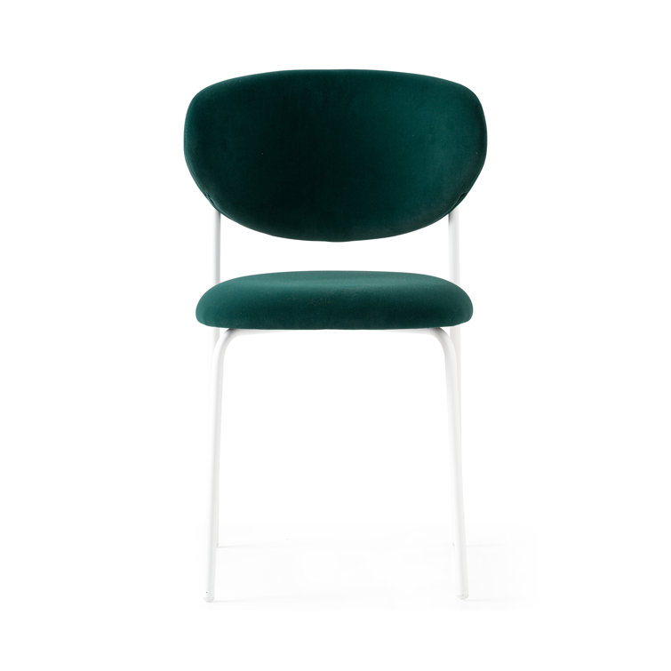 Optic White & Forest Green Lacquered Metal Upholstered Chair