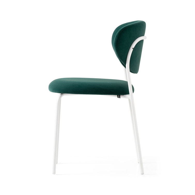 Optic White & Forest Green Lacquered Metal Upholstered Chair