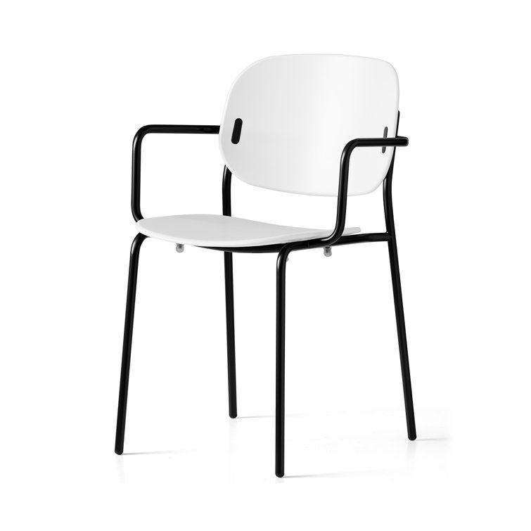 Optic White & Matt Black Metal-Frame Outdoor Dining Chair