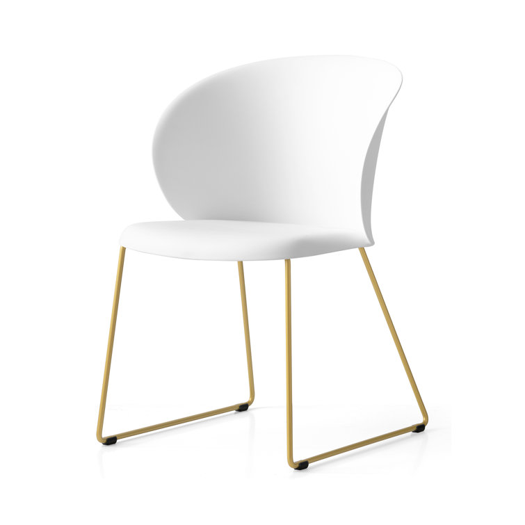 Matt Optic White and Brass Metal Arm Chair