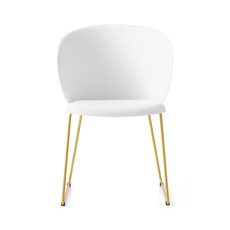 Matt Optic White and Brass Metal Arm Chair