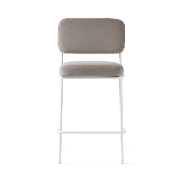 Matte Black Square Base Low Back Upholstered Counter Stool
