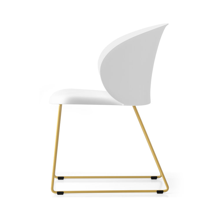 Matt Optic White and Brass Metal Arm Chair