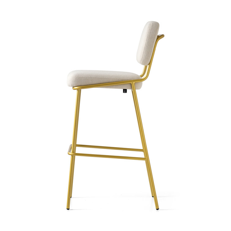Retro Brass & Black Square Base Low Back Bar Stool