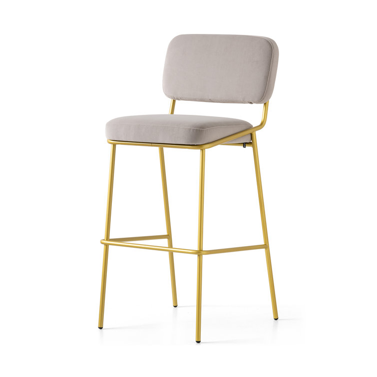 Taupe & Painted Brass 25.63'' Square Base Counter Stool