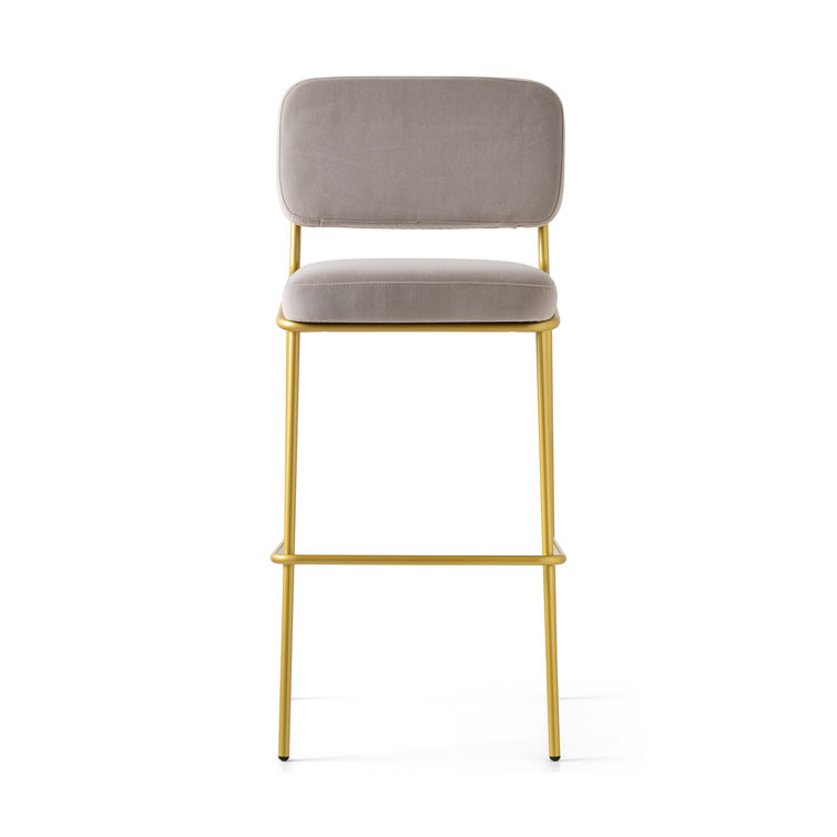 Taupe & Painted Brass 25.63'' Square Base Counter Stool