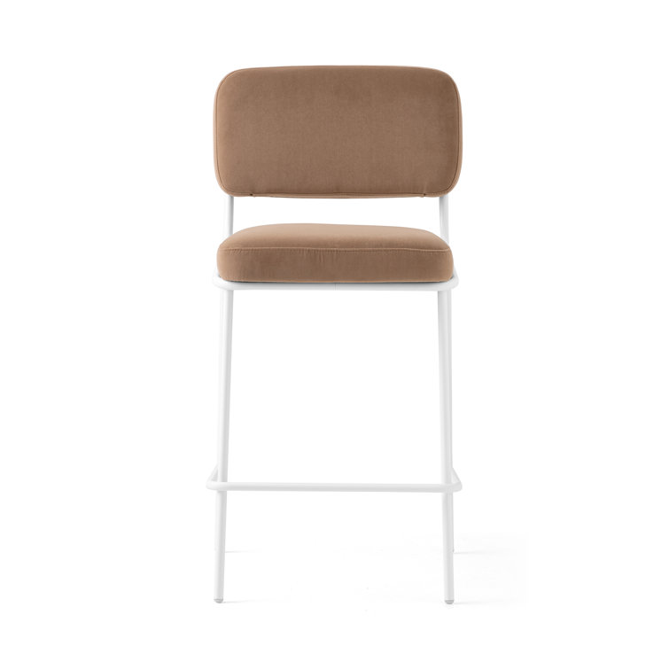 Matte Black Square Base Low Back Upholstered Counter Stool