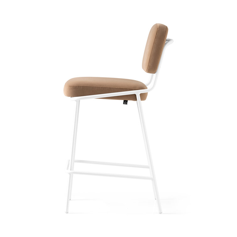 Matte Black Square Base Low Back Upholstered Counter Stool