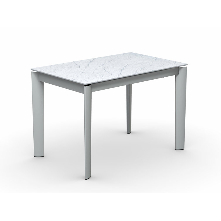 Elliptical White Matt 63" Extendable Table with Ceramic Top