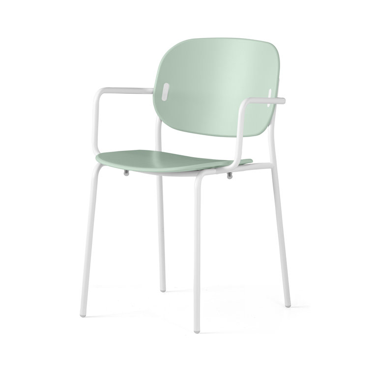 Matt Optic White Metal Arm Chair with Solid Back