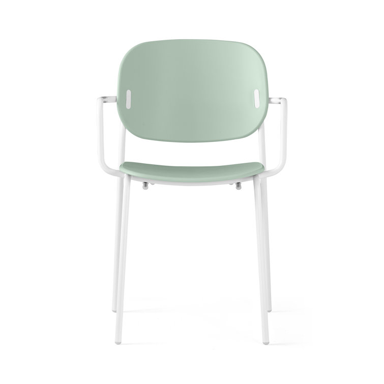 Matt Optic White Metal Arm Chair with Solid Back