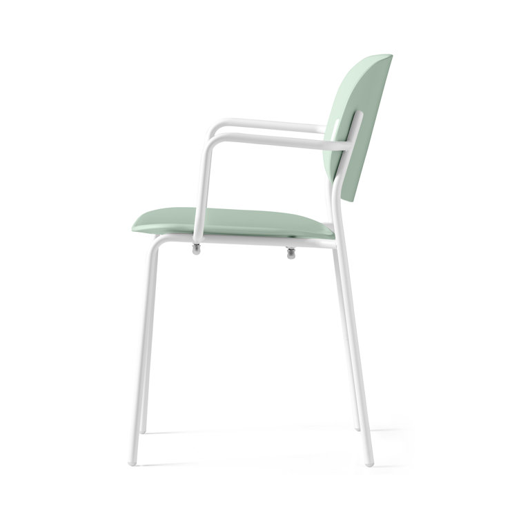 Matt Optic White Metal Arm Chair with Solid Back