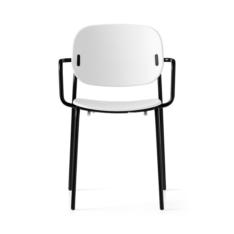Optic White & Matt Black Metal-Frame Outdoor Dining Chair