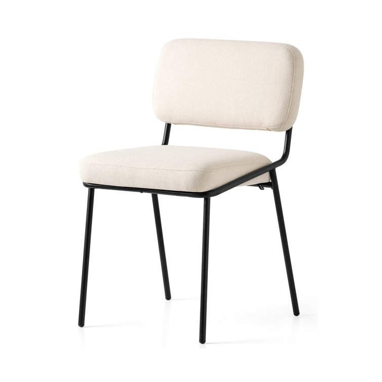 Matt Black Metal Frame Light Sand Upholstered Side Chair