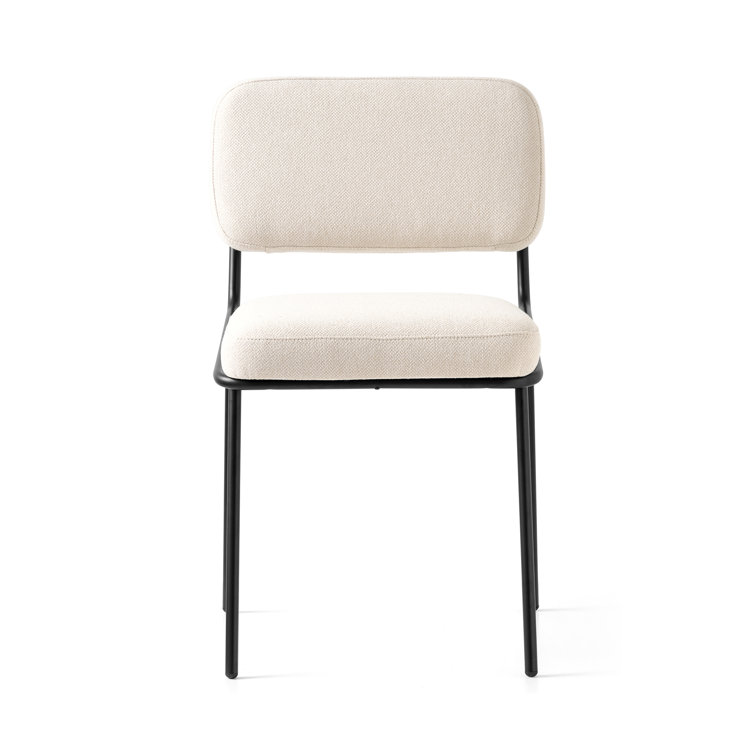 Sand Hues & Matte Black Metal Upholstered Side Chair