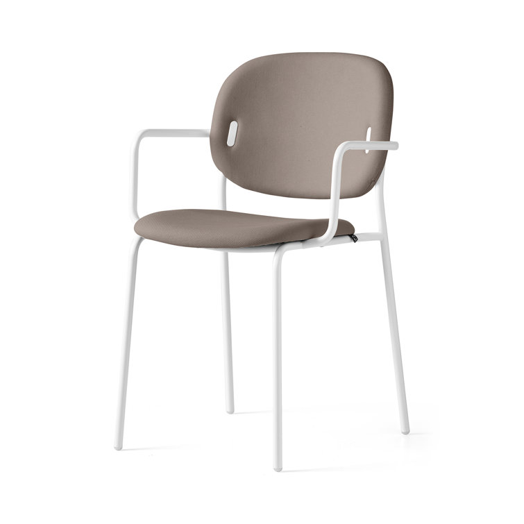 Yo Modern Matte White & Black Metal Arm Chair with Foam Cushion