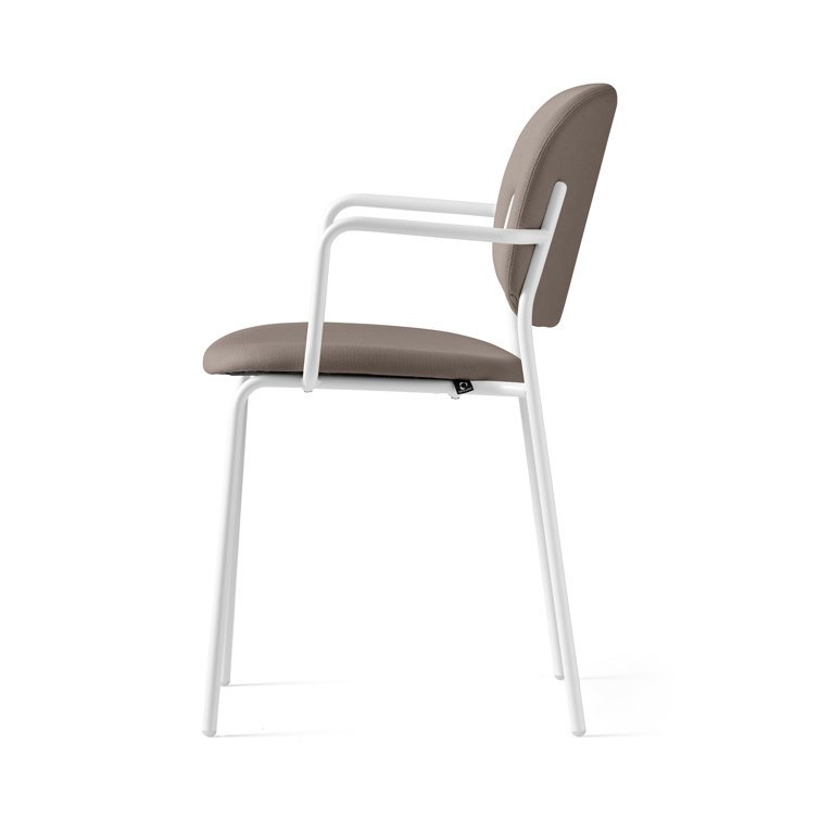 Yo Modern Matte White & Black Metal Arm Chair with Foam Cushion